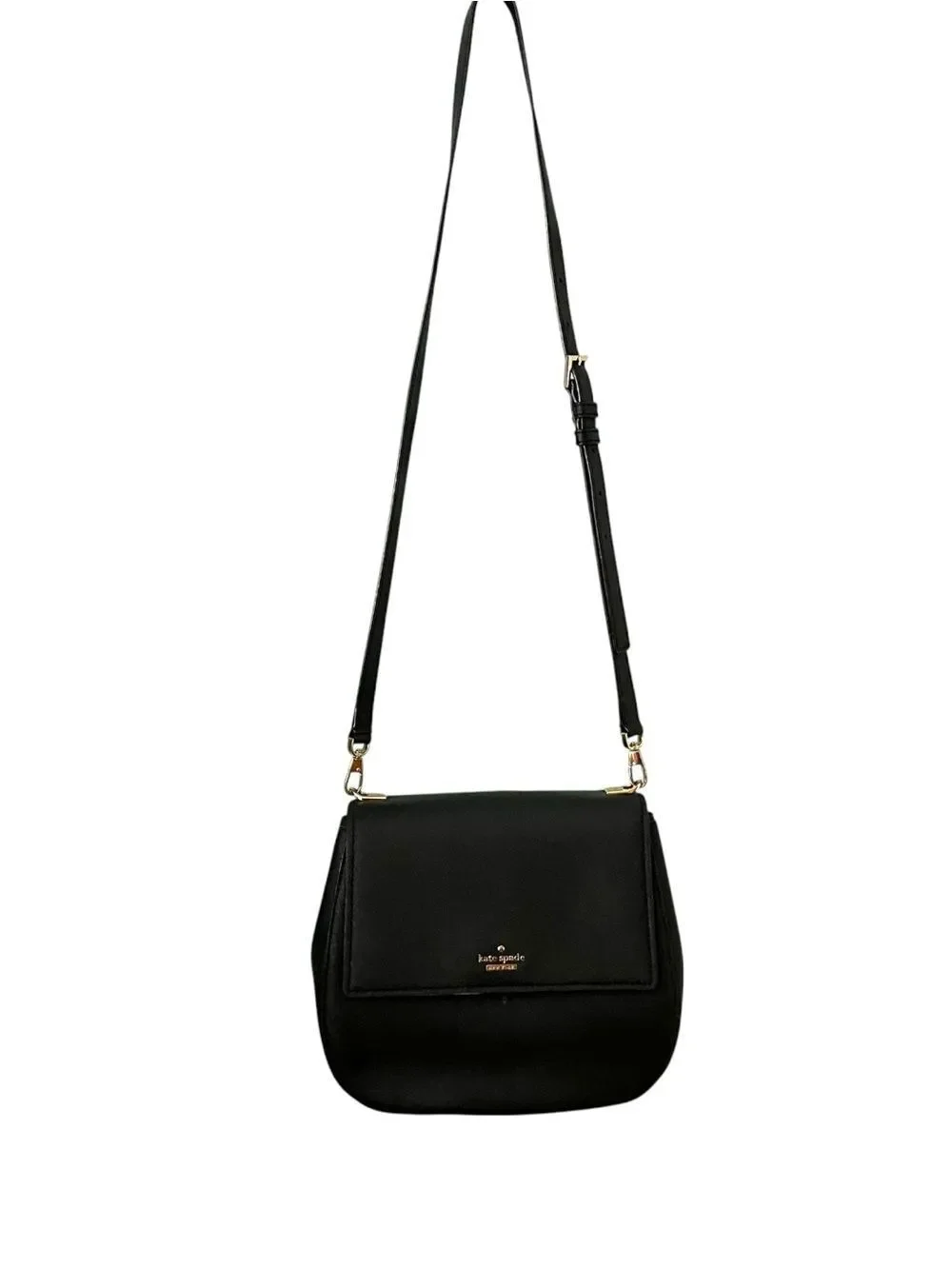 kate spade Black Saffiano Leather Crossbody with Gold Hardware